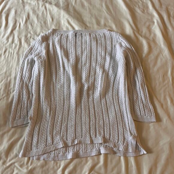 Talbots Petite White Linen Knit Sweater Top Sz LP Preppy Quiet Luxury Old Money - Picture 4 of 8